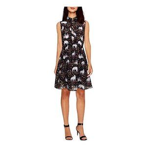 LaVie Lente Black & Red Sleeveless Sloth Print Mini Sheath Dress